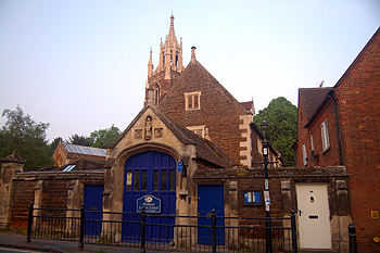 The blue door marks the old fire station - May 2012
